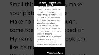 Get Right Inspectah Deck [Verse 1] #hiphop #rap #lyrics #verse #inspectahdeck