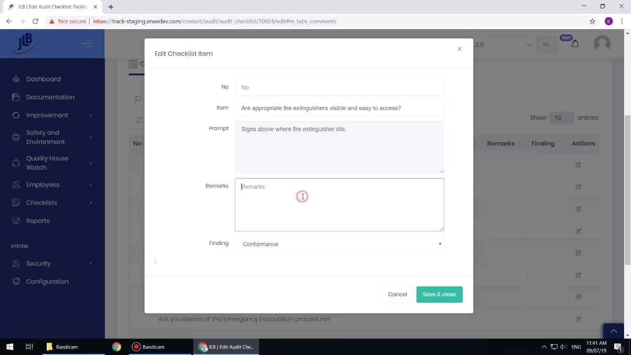 JLB Track Tutorials - Audit Checklists