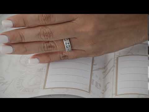 0.98 Ct. Three Row Fishtail Set Anniversary Ring - TwoBirch TB-WR-0094-WG-L