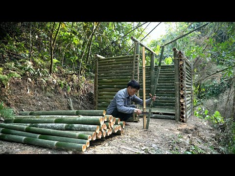 Build Bamboo House With Just a Knife - Solo Survival & Bushcraft Camp