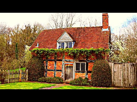 A Cozy Quiet Day Knitting in an English Cottage || No talking nature walk, fireplace and knitting