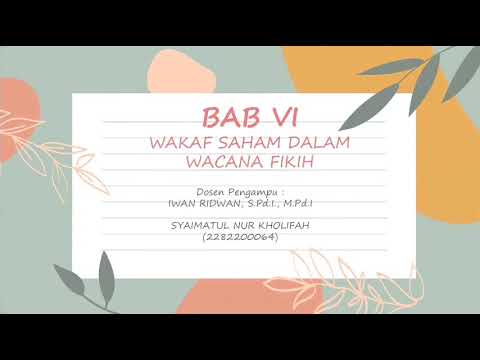 WAKAF SAHAM DALAM WACANA FIKIH