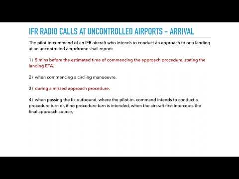 IFR radio calls at an uncontrolled airport? Canadian pilot exam prep (CPAER, IATRA, INRAT, ATPL)