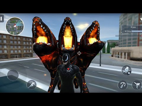 Venom Spider Rope hero City Battle | Flying Superhero Vs 3 Head Monster - Android GamePlay