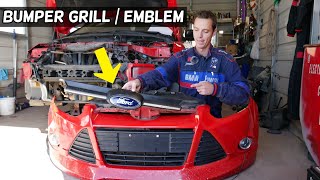 FORD FOCUS MK3 FRONT BUMPER GRILL EMBLEM REMOVAL REPLACEMENT. GRILLE REPLACEMENT