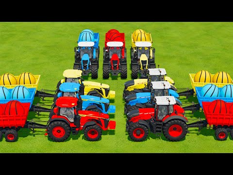 JOHN DERRE vs CLAAS vs FENDT PARKOUR TRANSPORT BASKETBALLS -  Farming Simulator 22
