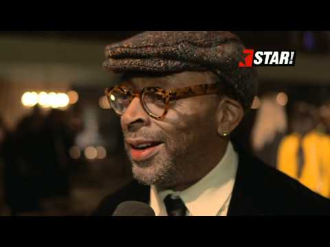 Spike Lee showing of his Armani to Scendinavian TV channel Star! at Stockholm fashion week