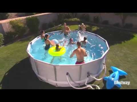 Poolpaket Bestway Steel Pro Max Ø4,3m Stålramspool Ovanmark med Filterpump