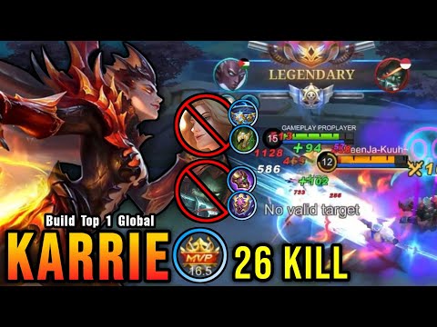 26 Kills!! MVP 16.5 Points Karrie The Anti-Tanks Hero!! - Build Top 1 Global Karrie ~ MLBB