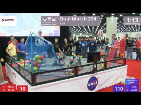 VEX Worlds 2016 - VRC High School - Arts - Qual 224 (7853D 2719A) 27 vs 184 (5776 4148A)