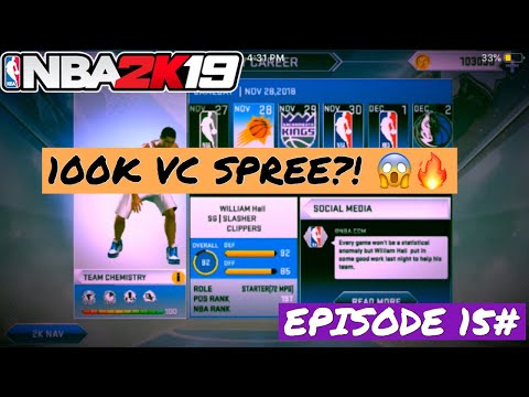 NBA 2K19 Mobile My Career EP 15 - 100K VC Spree!! 95 Overall Reached!!
