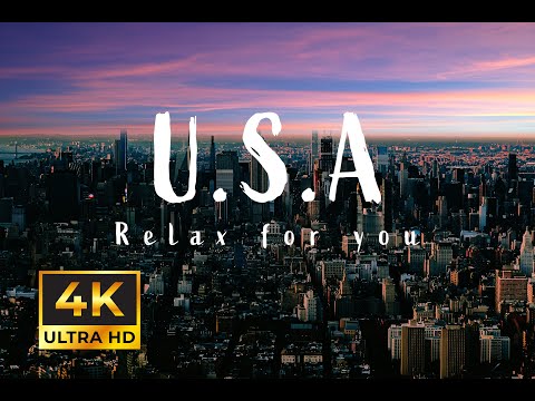 FLYING OVER THE USA -4K-Beautiful Relaxing Video-Ambient music-chill music-stressrelief