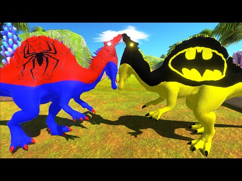 SPIDERMAN SPINOSAURUS JUNGLE DEATH RUN - Animal Revolt Battle Simulator