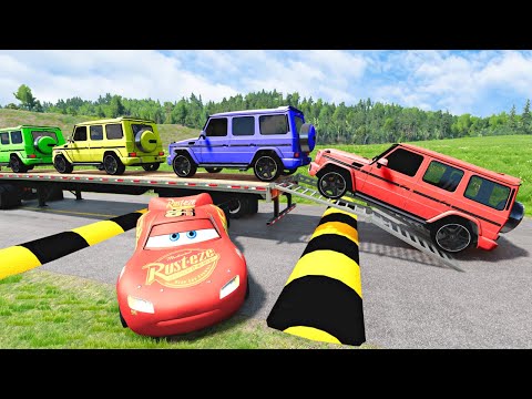 Funny Cars vs Step Slide Color and Evolution Lava Trap | BeamNG Drive