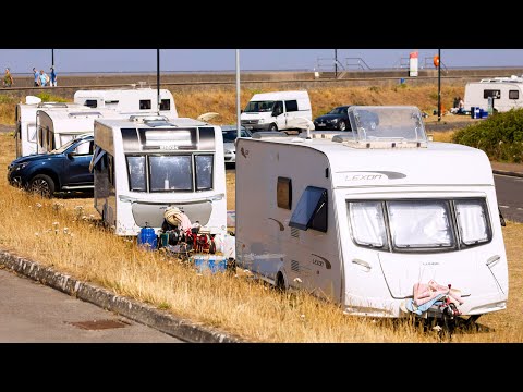 Anger at travellers taking over seaside town for fortnight - dumping nappies in sea | SWNS