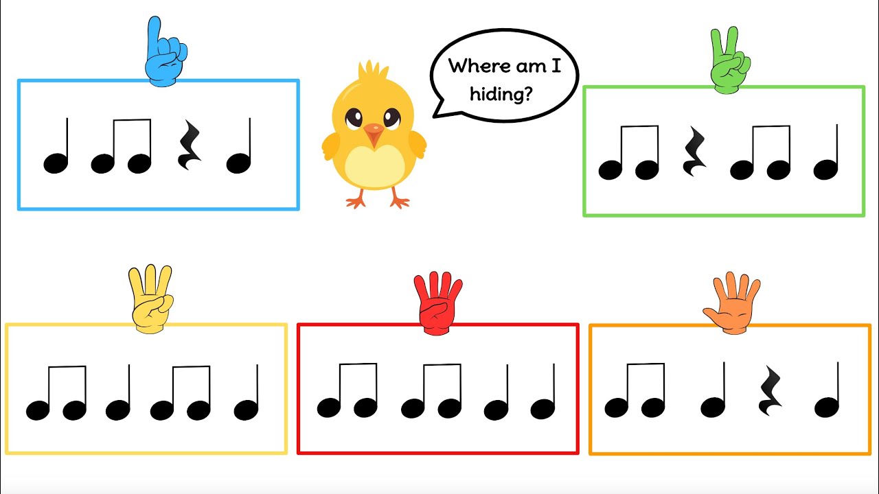 Where am I hiding? Quarter note, quarter rest, eighth notes