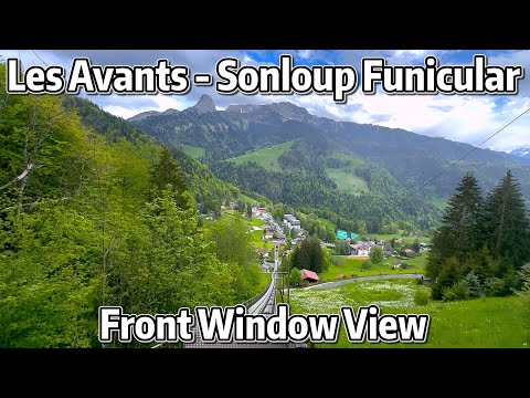 ⁴ᴷ⁶⁰ Front Window View of the Les Avants–Sonloup Funicular in Switzerland