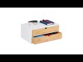 Schubladenbox Bambus & MDF 2 Fächer Braun - Weiß - Bambus - Holzwerkstoff - 33 x 14 x 21 cm