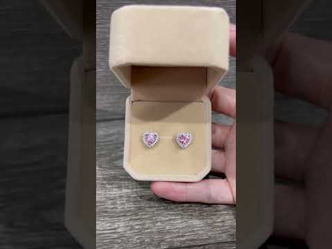 Подарок девушке серьги "Розовый топаз в сердце" стиль Pandora ювелирный сплав серебро и цирконы в коробочке - фото 1 - id-p2298126454