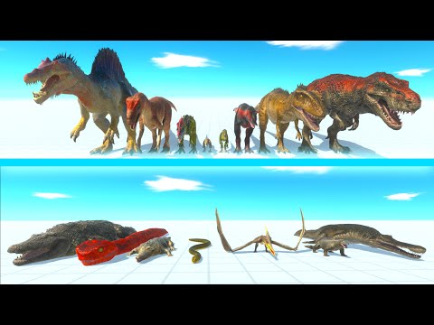NEW CARNIVORE DINOSAURS Team vs REPTILES Team - Animal Revolt Battle Simulator ARBS