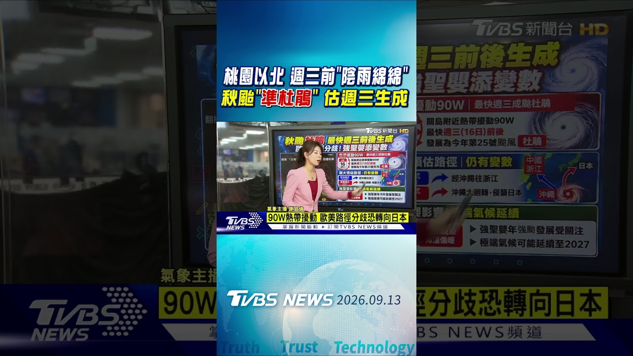 天氣/桃園以北 週三前「陰雨綿綿」 秋颱「準杜鵑」 估週三生成｜TVBS新聞 @TVBSNEWS01
