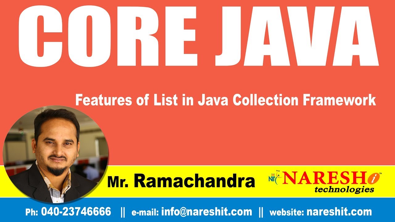 Core Java Tutorial | Features of list in Java Collection Framework | Mr.Ramchander