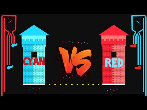 Castle Destruction- Cyan vs Red | marble race in algodoo #TowerDestruction