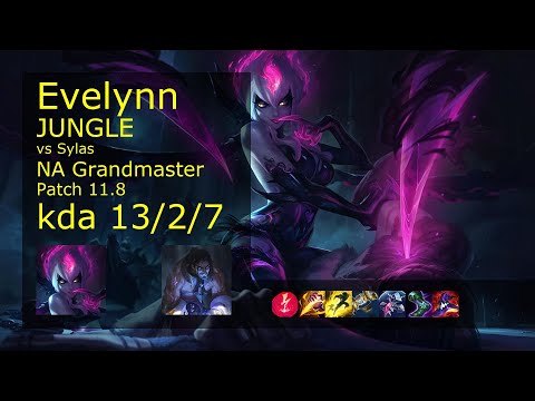 Evelynn Jungle vs Sylas - NA Grandmaster 13/2/7 Patch 11.8 Gameplay