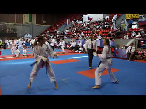JKA European Championships 2018 Girls individual kumite - Alberte Olsen Vs Russia