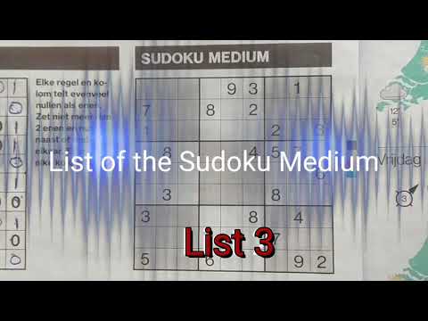 List 3 of the Sudoku Medium puzzle