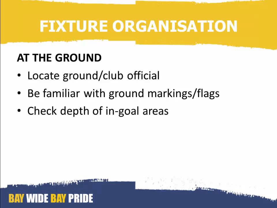 Introduction to Rugby Refereeing Module 2 Fixture Organisation