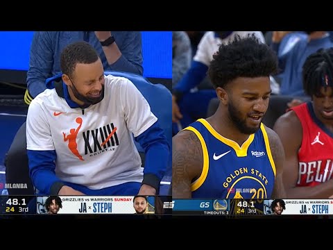 Steph Curry can't stop laughing at Jordan Bell | GSW vs Pelicans