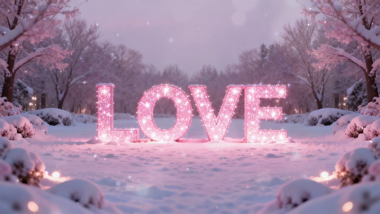 Sparkling pink love background wallpaper 🩷snowy winter romantic aesthetic Valentine’s screensaver