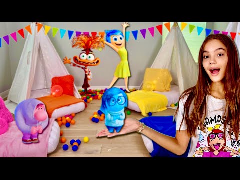 FIZ UMA FESTA DO PIJAMA DO DIVERTIDAMENTE 2 PARA MINHA IRMÃ!