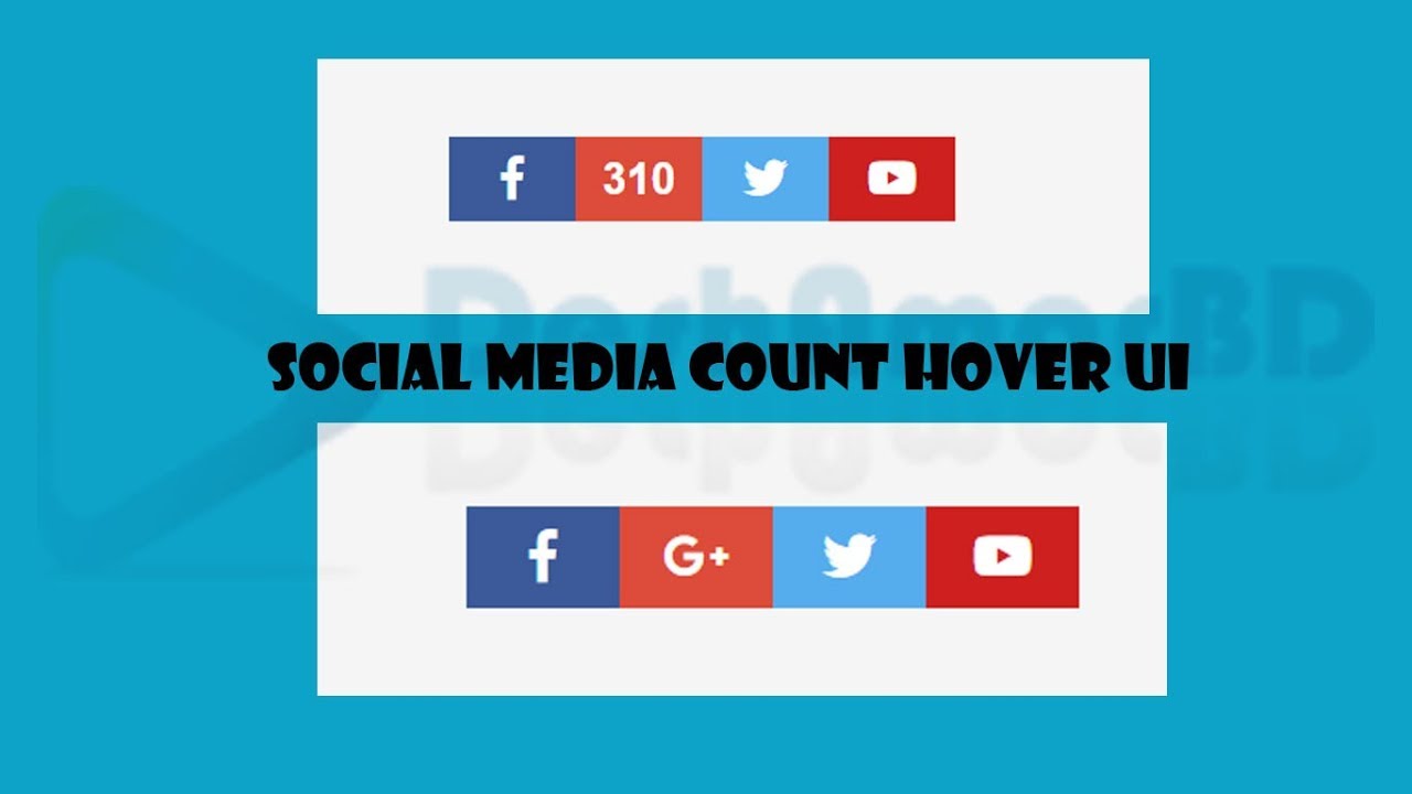 How To Make Social Media Counter Hover UI Design With HTML And CSS
