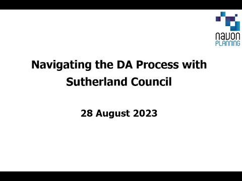 Webinar Navigating The Da Process With Sutherland Council