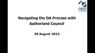 Webinar: Navigating the DA Process with Sutherland Council