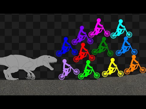 Escape from Tyrannosaurus rex - Survival Stickman Bicycle Race
