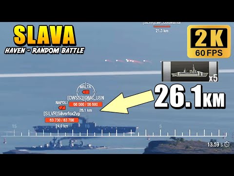 Battleship Slava - Malta deleted in the first minute from 26 km