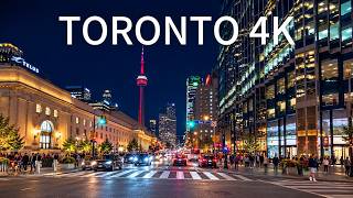 Toronto Night Drive 4K 🌃 Relaxing Drive Through Downtown Toronto
