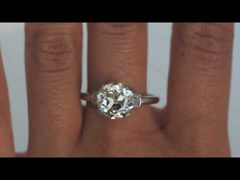 1920 - Platinum Art Deco 3.04ct GIA Certified Old European Cut Diamond Engagement Ring