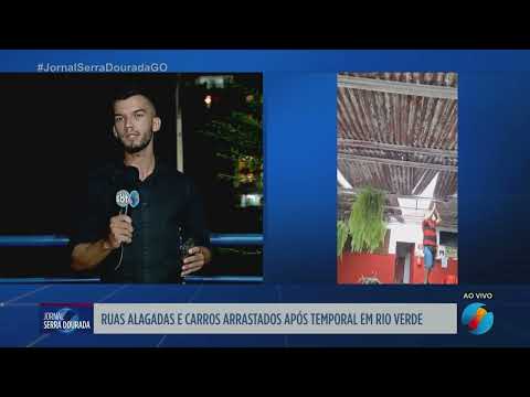 Temporal em Rio Verde: ruas alagadas e carros arrastados