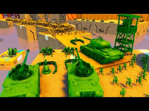 Green Army Men hold BRIDGE DEFENSE from TAN ARMY! - Attack on Toys