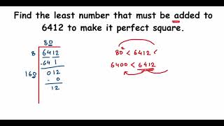 Find the least number that must be added to 6412 to make it perfect square.square and square root