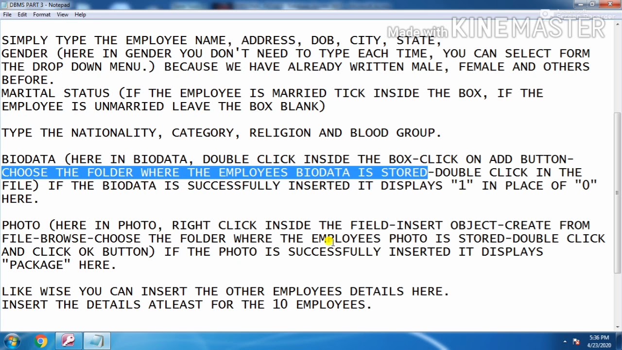 Chapter 7: DBMS practical part 3