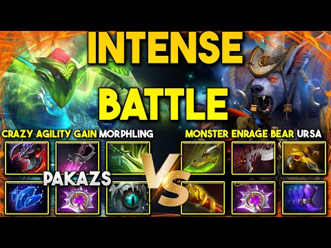 TRULY INTENSE BATTLE | Crazy Agility Gain Pakazs Morphling Versus Monster Enrage Bear Ursa DotA 2