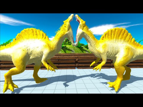 2x ALBINO SPINOSAURUS HUNTING DEATH RUN - Animal Revolt Battle Simulator