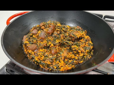 Palaba Sauce (Agushi Stew with Contour/Dasheen Leaves)
