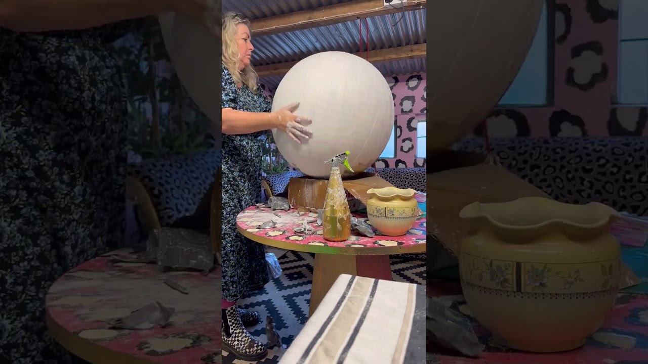 DIY Giant Disco Ball made from a yoga ball #upcycle #discoball #diydiscoball #diymirrorball #mirror