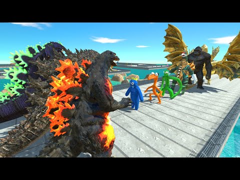X3 GODZILLA DEATH RUN VS GHIDORAH - Animal Revolt Battle Simulator